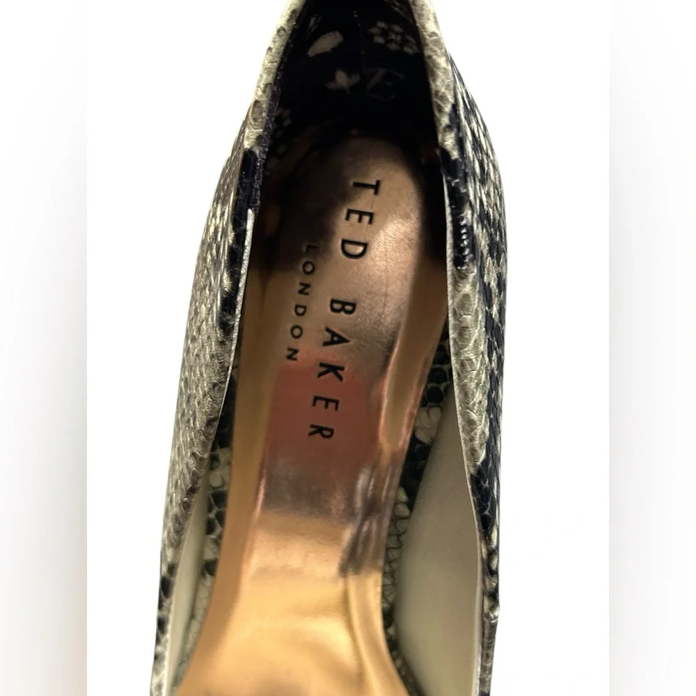 TED BAKER ISIBELY high heels shoes natural snake print leather size 37.5 EUC - Picture 4 of 10
